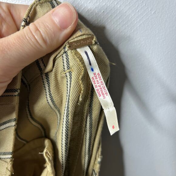 Free People Heat Wave Chino Pants Women’s 6 Classic Stripes Slouchy Button Fly - Picture 9 of 10